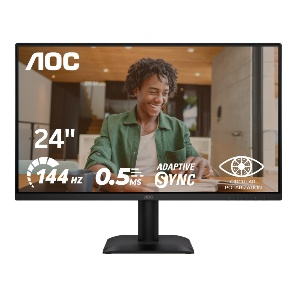 AOC 24E40L 23.8-inch 1920 x 1080p FHD 16:9 144Hz 0.5ms LED IPS Circular Polarized Monitor image 2