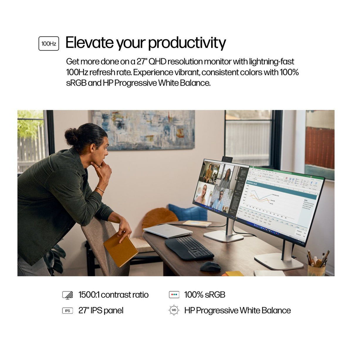 HP Series 5 Pro 527pq 27-inch 2560 x 1440p QHD 16:9 100Hz 5ms LED IPS Monitor 9D9S0UT image 7