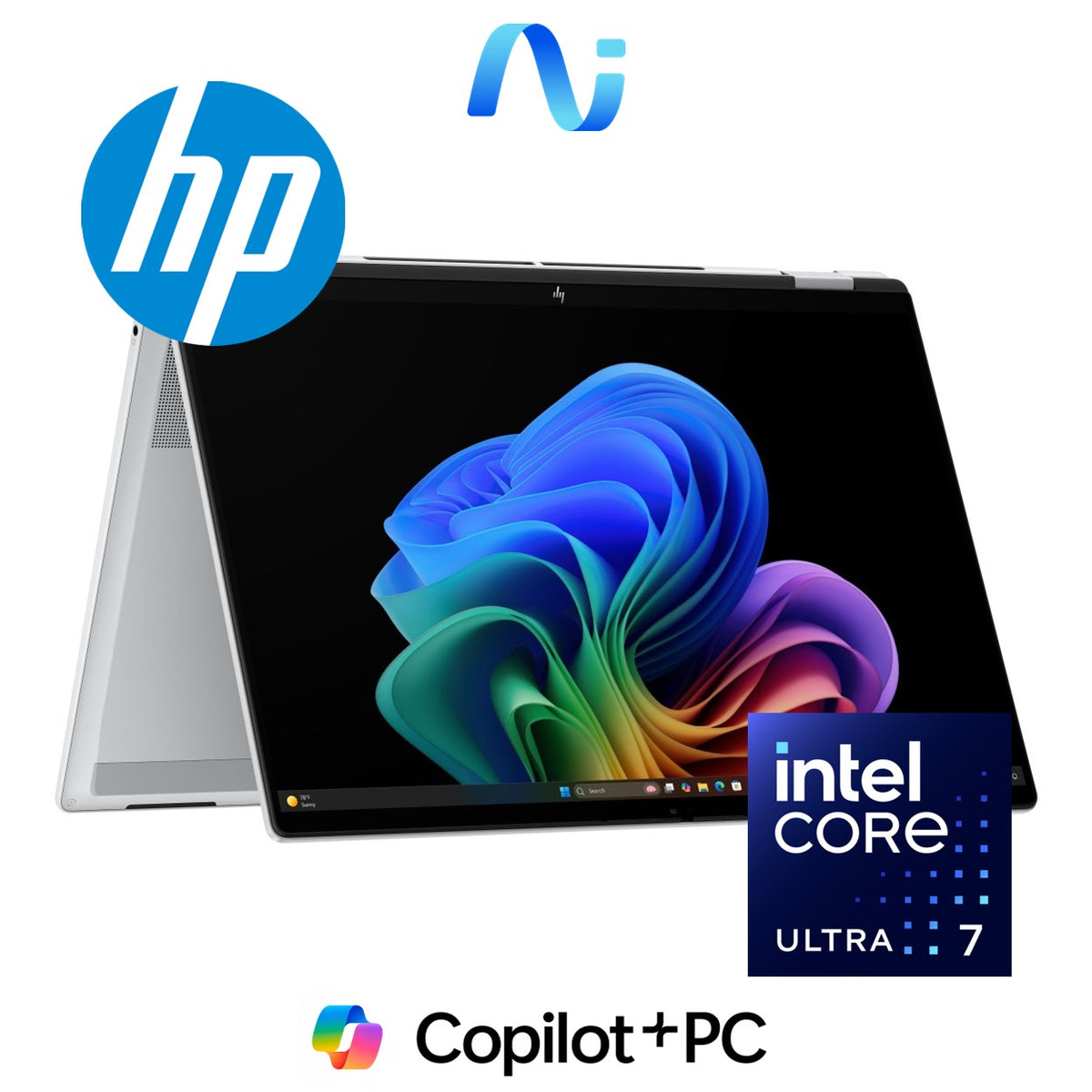 HP OmniBook X Flip 16-as0007ni 16-inch 2K Next Gen AI 2-in-1 Laptop - Intel Core Ultra 7 256V 512GB SSD 16GB RAM Win 11 Home Glacier Silver image 2