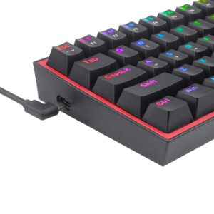 Redragon K616 FIZZ Pro 61-Key RGB Mechanical Gaming Keyboard – Black (60%, RGB, Wireless/Wired, Hot-Swappable) image 8